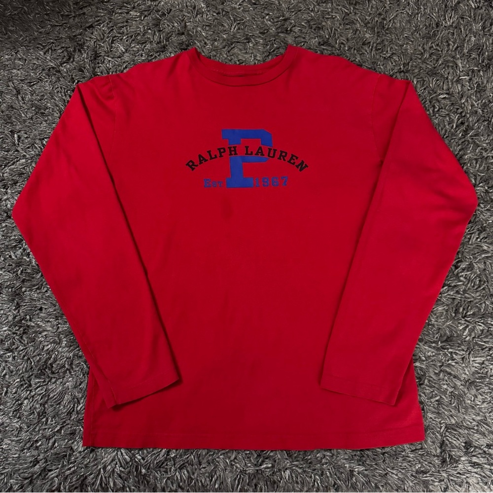 Ralph Lauren Red Crewneck with Blue Logo